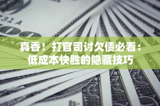 武汉真香！打官司讨欠债必看：低成本快胜的隐藏技巧